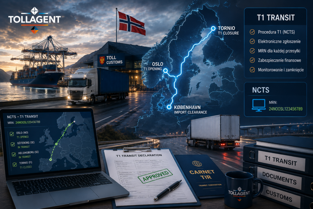 Tranzyt T1 Norwegia – obsługa procedury NCTS przez Tollagent AS agencja celna